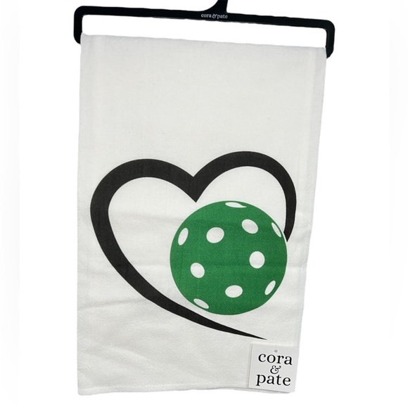 Cora & Pate Pickleball Heart Flour Sack Towel NWT - Picture 1 of 3
